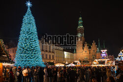 Rozświetlenie choinki we Wroclawiu